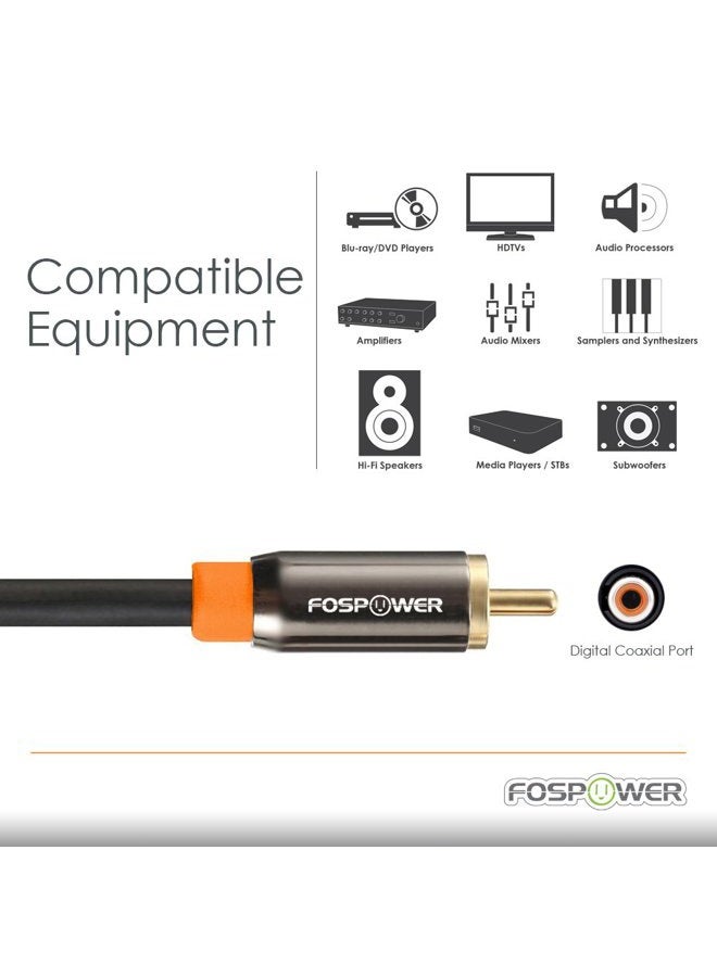 FosPower Digital Audio Coaxial Cable (0.9M/3FT), [24K Gold Plated] Single Coaxial Phono Cable for S/PDIF Digital Audio, Composite Video Cable, Home Theater, HDTV, Subwoofer, Hi-Fi Systems - Image 5