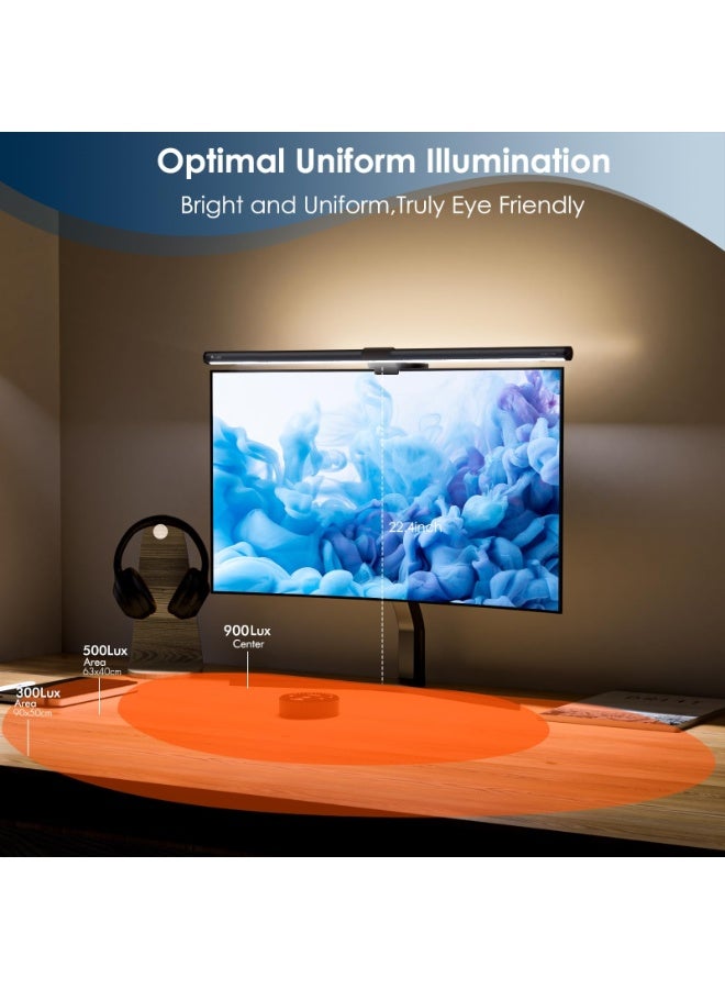إتش بي إم واي شريط إضاءة للشاشة، مصباح كمبيوتر RGB بـ 7 ألوان و3 أوضاع إضاءة رئيسية. مشبك منزلق بوزن إضافي يناسب جميع الشاشات، تعتيم سلس غير متدرج، إضاءة مكتبية للألعاب مريحة للعين ومضادة للتوهج، يعمل بـ USB، مثالي للمكتب والمنزل والألعاب (أسود). - Image 2