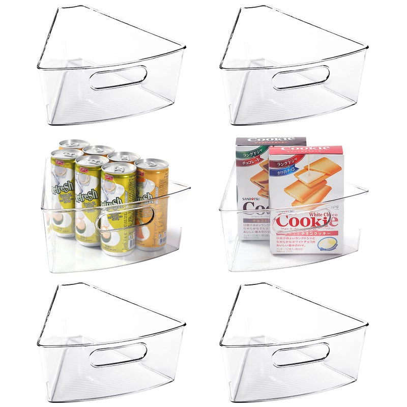 Leeden Lazy Susan Organizer for 26 Diameter Corner Lazy Susan Plastic Kitchen Cabinet Storage Bins with Handle 6 Packs 18 Wedge  Food Safe BPA Free