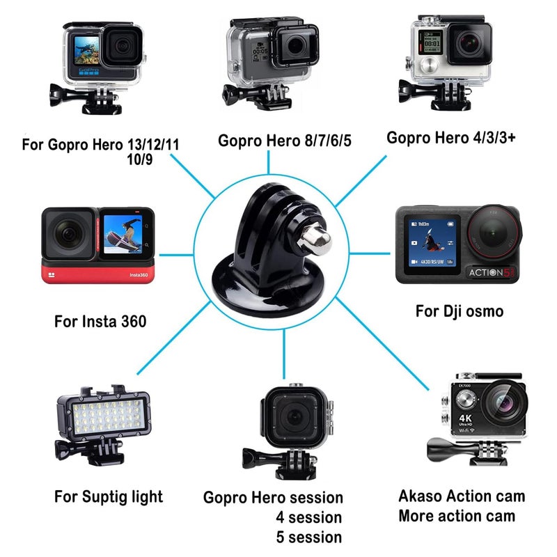 Suptig Tripod Mount Adapter for Gopro Hero 13, Hero 12, 11, 10, 9, 8, 7, 6, 5, 4, 3, 3+, Hero Session, Gopro Max, Akaso, DJI osmo Action, Inst360, Sjcam and More Action Cameras - Image 2