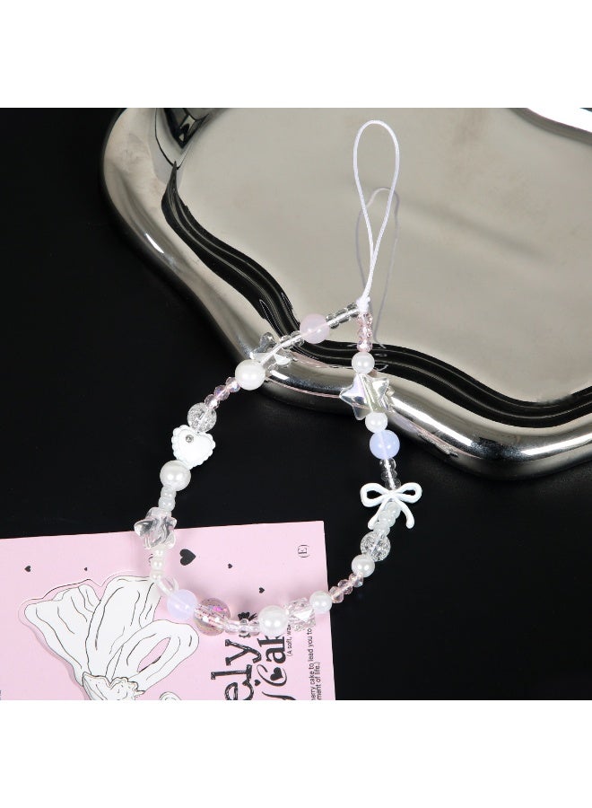 NIBEMINENT Beaded Phone Lanyard, Anti Lost Removable Wrist Strap, Love Butterfly Bracelet Pendant, Phone Keychain Lanyard - Image 1