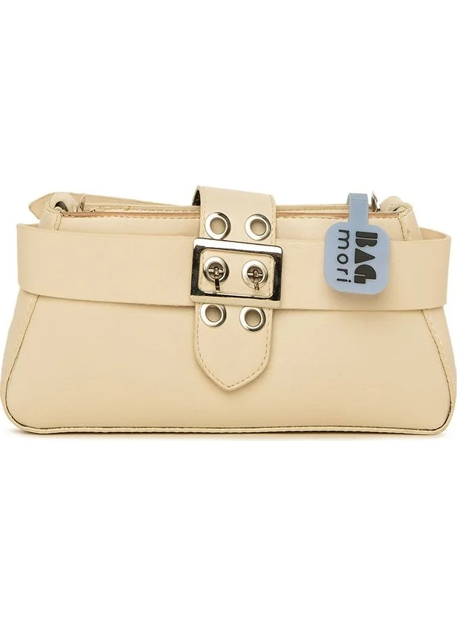 Bagmori Cream Belt Detailed Mini Baguette