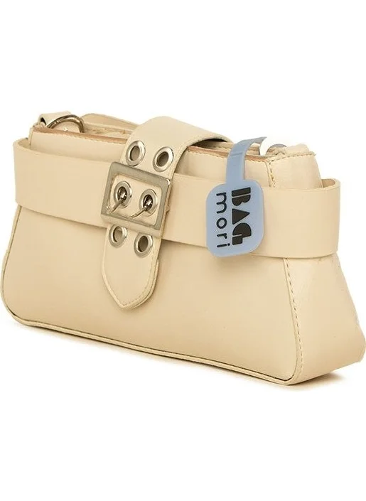 Bagmori Cream Belt Detailed Mini Baguette