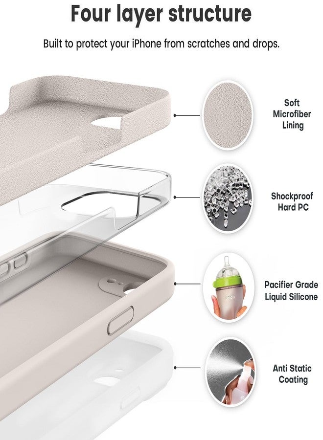 Vooii Compatible with iPhone 16e Case, Liquid Silicone Upgrade [Camera Protection] [Soft Anti-Scratch Microfiber Lining] Shockproof Phone Case for iPhone 16e 6.1 inch - Stone - Image 2