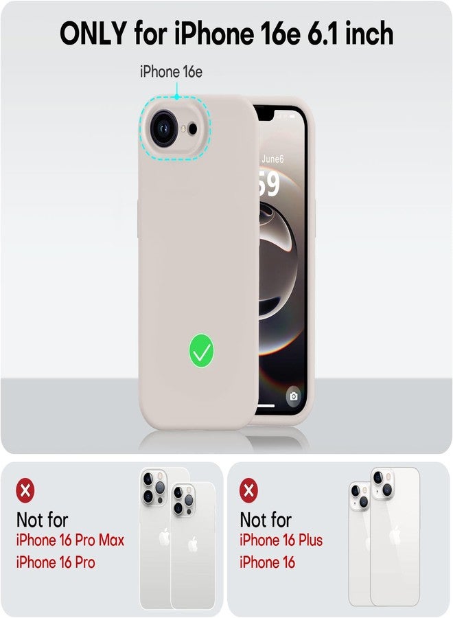 Vooii Compatible with iPhone 16e Case, Liquid Silicone Upgrade [Camera Protection] [Soft Anti-Scratch Microfiber Lining] Shockproof Phone Case for iPhone 16e 6.1 inch - Stone - Image 5