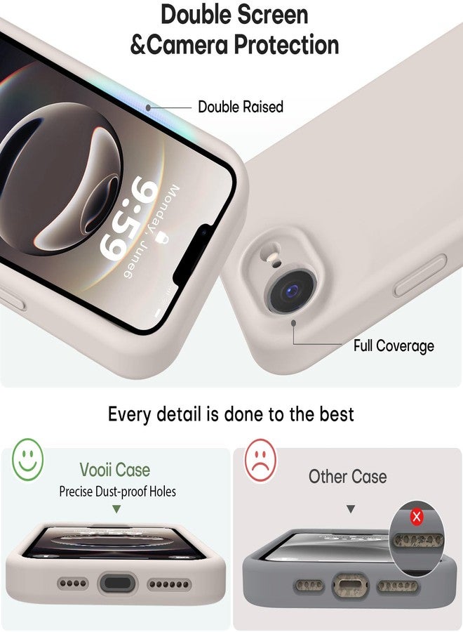 Vooii Compatible with iPhone 16e Case, Liquid Silicone Upgrade [Camera Protection] [Soft Anti-Scratch Microfiber Lining] Shockproof Phone Case for iPhone 16e 6.1 inch - Stone - Image 3
