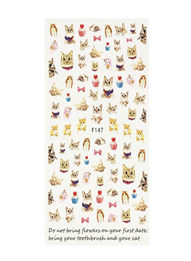 allydrew 3 Sheets Love For Cats Nail Art Kitty Cat Nail Stickers  - Image 2