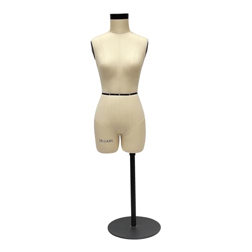 DE-LIANG Half Scale Dress Form (Not Adult Full Size) 1:2 TabletopMiniature Sewing Half Size Mannequin Not Fully Pinable Dressmaker Dummy 43cm Body Height Female Torso Tailor Model for Draping Beige - Image 1