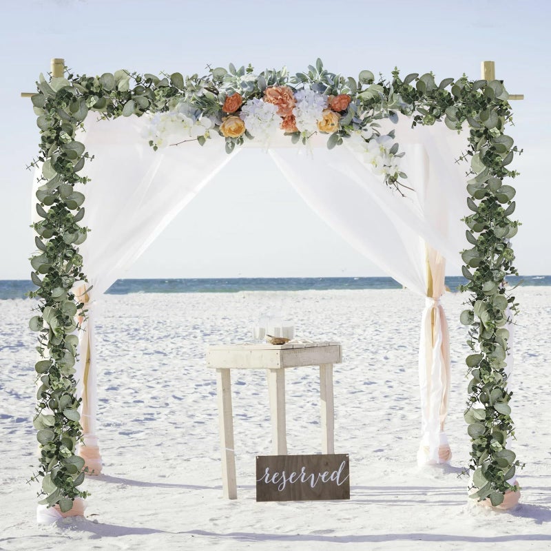 Dolicer 2 Packs 6FT Artificial Eucalyptus Garland, Faux Greenery Garland Hanging Fake Silver Dollar Eucalyptus Leaves Vines for Wedding Backdrop Arch Table Wall Party Home Decor - Image 5