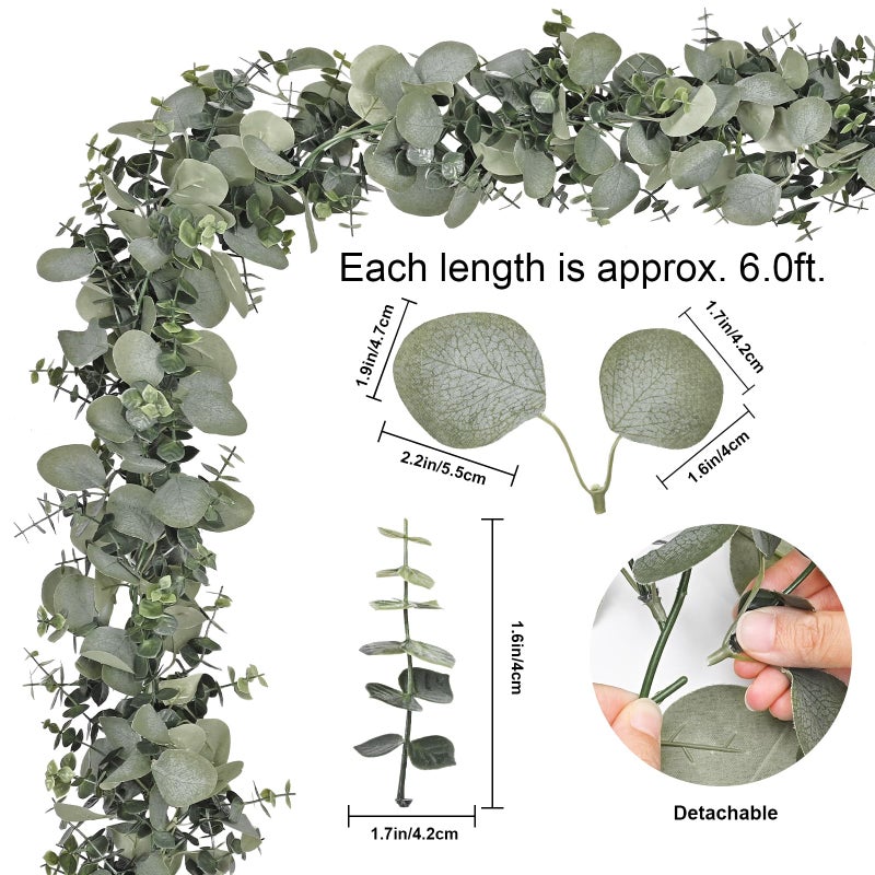 Dolicer 2 Packs 6FT Artificial Eucalyptus Garland, Faux Greenery Garland Hanging Fake Silver Dollar Eucalyptus Leaves Vines for Wedding Backdrop Arch Table Wall Party Home Decor - Image 3