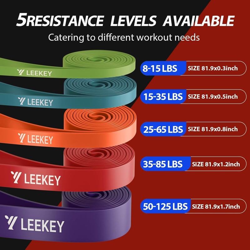 Leekey Resistance Bands, Exercise Bands with Handles,Pull Up Assist Bands - Band Set with Door Anchor - Bands for Working Out,Band for Men and Women Fitness Training,Home Workouts - Image 2