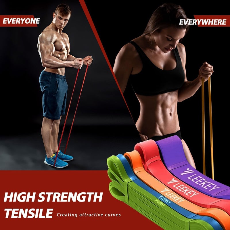 Leekey Resistance Bands, Exercise Bands with Handles,Pull Up Assist Bands - Band Set with Door Anchor - Bands for Working Out,Band for Men and Women Fitness Training,Home Workouts - Image 4
