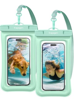 Spigen غطاء حماية عالمي مضاد للماء والغبار من Aqua Shield [عبوة من قطعتين] جراب IPX8 A610 متوافق مع iPhone وSamsung Galaxy والهواتف الذكية حتى 6.9 بوصة - أخضر  - Image 1