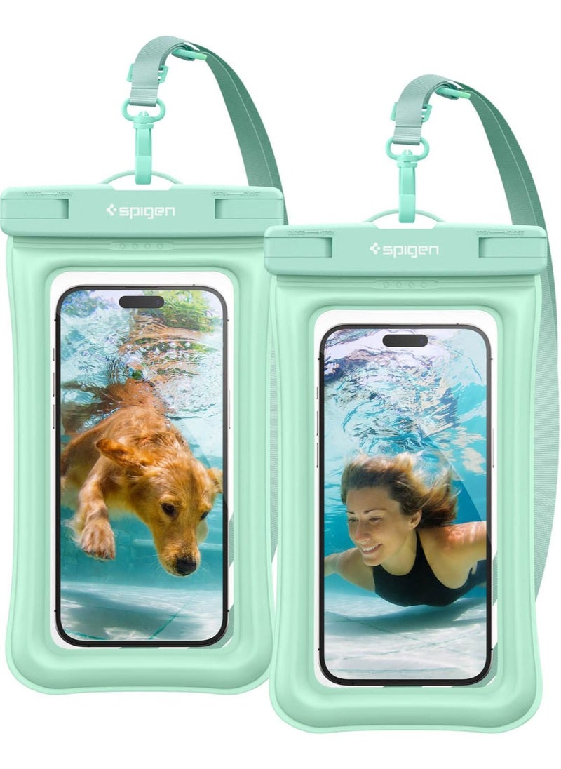 Spigen - غطاء حماية عالمي مضاد للماء والغبار من Aqua Shield [عبوة من قطعتين] جراب IPX8 A610 متوافق مع iPhone وSamsung Galaxy والهواتف الذكية حتى 6.9 بوصة - أخضر - Image 1