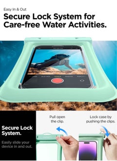 Spigen غطاء حماية عالمي مضاد للماء والغبار من Aqua Shield [عبوة من قطعتين] جراب IPX8 A610 متوافق مع iPhone وSamsung Galaxy والهواتف الذكية حتى 6.9 بوصة - أخضر  - Image 2
