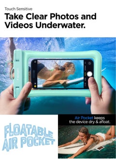 Spigen غطاء حماية عالمي مضاد للماء والغبار من Aqua Shield [عبوة من قطعتين] جراب IPX8 A610 متوافق مع iPhone وSamsung Galaxy والهواتف الذكية حتى 6.9 بوصة - أخضر  - Image 4