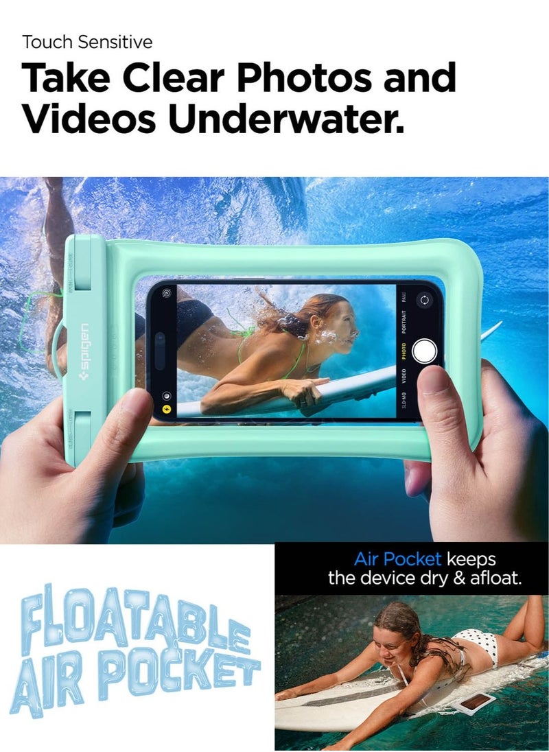Spigen - غطاء حماية عالمي مضاد للماء والغبار من Aqua Shield [عبوة من قطعتين] جراب IPX8 A610 متوافق مع iPhone وSamsung Galaxy والهواتف الذكية حتى 6.9 بوصة - أخضر - Image 1