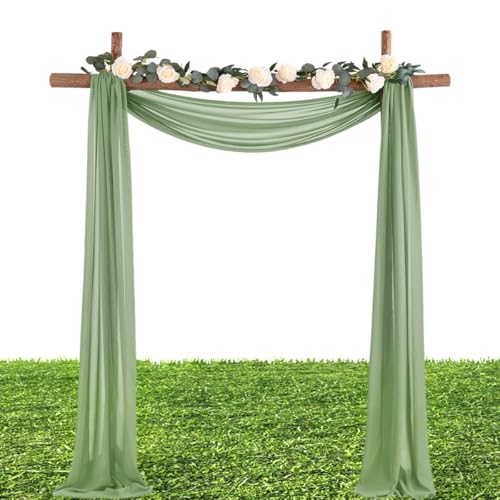 MLMW Sage Green Chiffon Fabric by The Yard 5 Yards 60" Wide Wedding Arch Draping Fabric Sheer Material for Party Backdrop Arch Ceiling Decor - Image 2