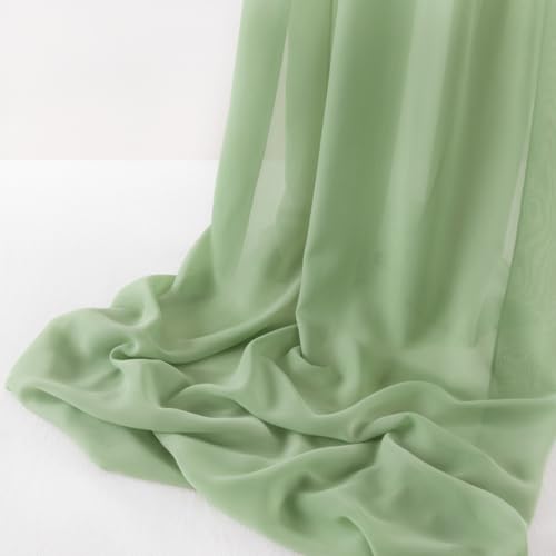 MLMW Sage Green Chiffon Fabric by The Yard 5 Yards 60" Wide Wedding Arch Draping Fabric Sheer Material for Party Backdrop Arch Ceiling Decor - Image 1