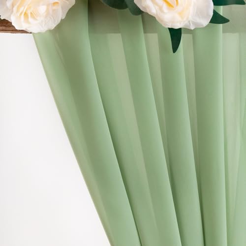 MLMW Sage Green Chiffon Fabric by The Yard 5 Yards 60" Wide Wedding Arch Draping Fabric Sheer Material for Party Backdrop Arch Ceiling Decor - Image 3