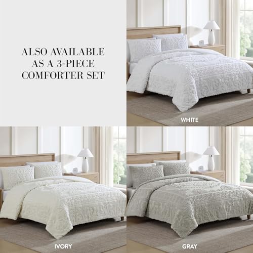 Beatrice Home Fashions Medallion Chenille Bedspread, King, Ivory - Image 5