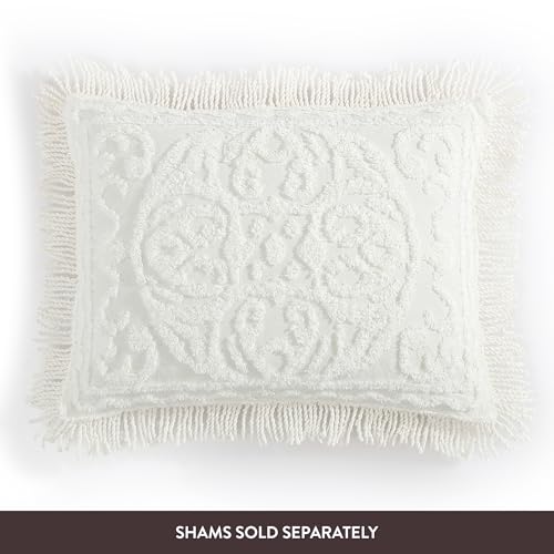 Beatrice Home Fashions Medallion Chenille Bedspread, King, Ivory - Image 4
