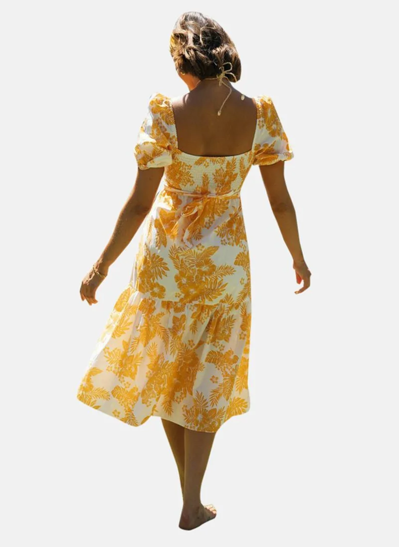 YUNIQEE Floral Puff Sleeve Dress