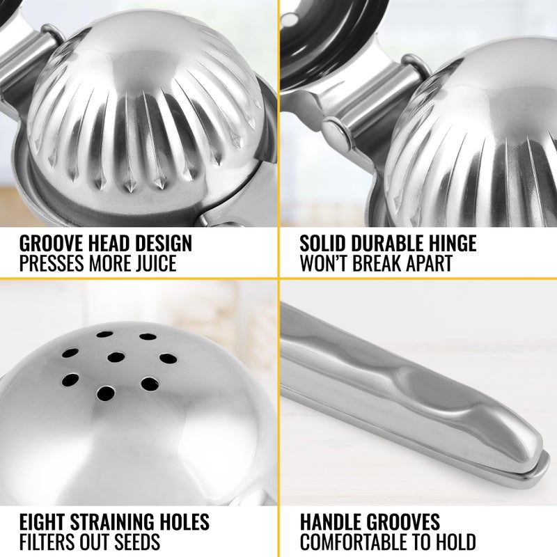 Zulay Kitchen Zulay Extra Large Lemon Squeezer Stainless Steel - Easy Squeeze Heavy Duty Lemon Juicer Hand Press - Ergonomic Citrus Squeezer & Fruit Juicer for Small Oranges, Lemons, & Limes - Image 4