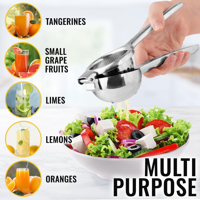 Zulay Kitchen Zulay Extra Large Lemon Squeezer Stainless Steel - Easy Squeeze Heavy Duty Lemon Juicer Hand Press - Ergonomic Citrus Squeezer & Fruit Juicer for Small Oranges, Lemons, & Limes - Image 5