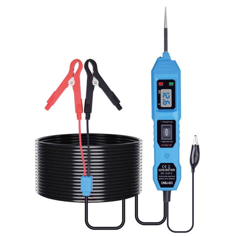 Automotive Circuit Tester: Blue 4.5m Cable Accurate 6V-24V DC Voltage Measurement - Overload Protection Built-in Buzzer Led Light for Vehicle Electrical Diagnostics - Image 1