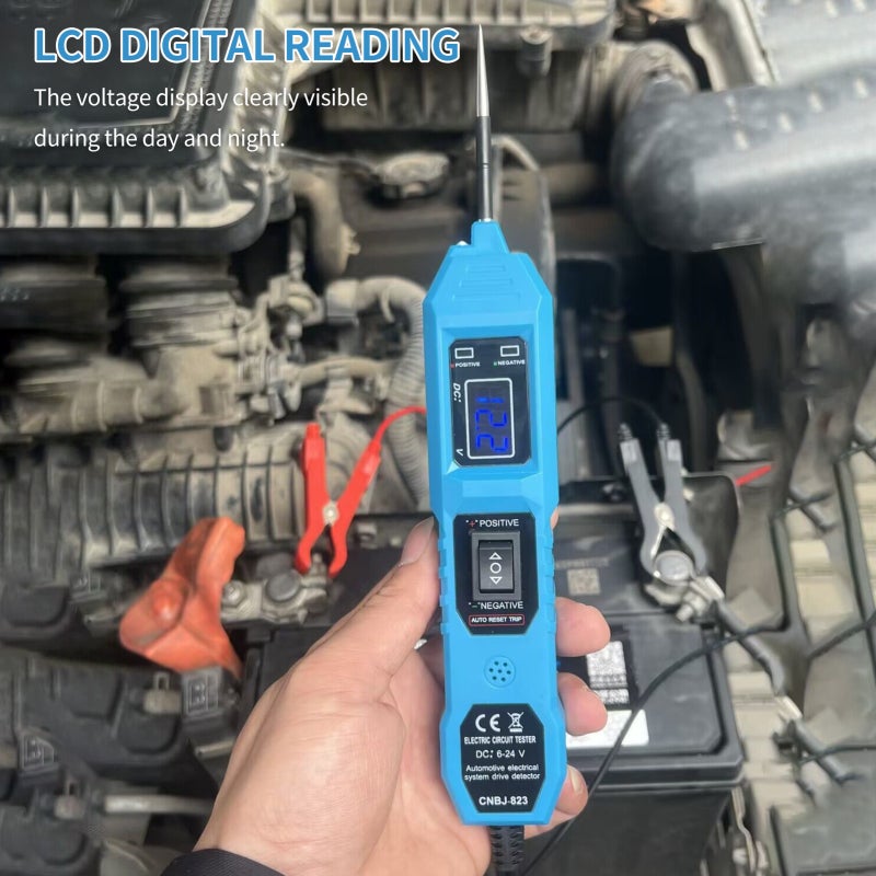 Automotive Circuit Tester: Blue 4.5m Cable Accurate 6V-24V DC Voltage Measurement - Overload Protection Built-in Buzzer Led Light for Vehicle Electrical Diagnostics - Image 4