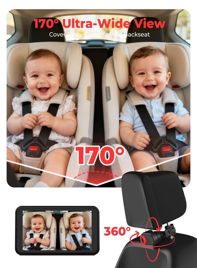 Luckview BM2A Baby Car Camera, Night Vision & 5.2" 1080P Display for Rear-Facing Car Seats, Easy No-Damage Install, Patented Anti-Shake Mount – Ideal for Parents and Pet Owners - Image 5