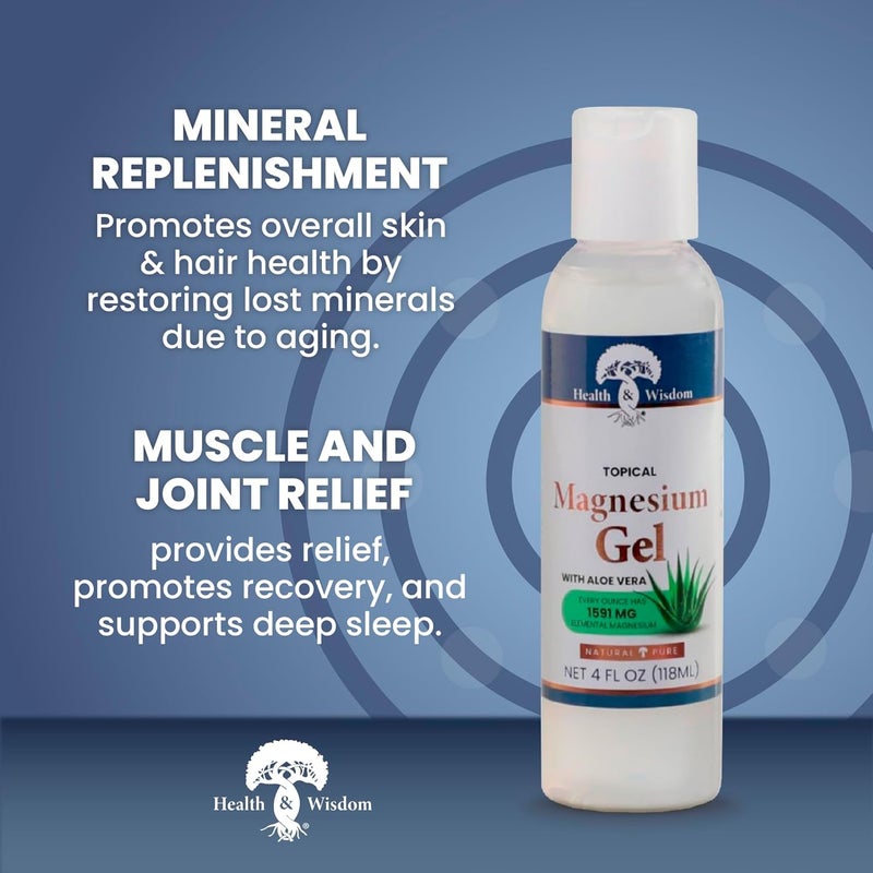 Health and Wisdom Topical Magnesium Gel with Aloe Vera Magnesium Gel Topical for Muscles Magnesium Topical Gel Gel Magnesium All Natural Magnesium Gel Magnesium Chloride Gel 4 Fl Oz - Image 2