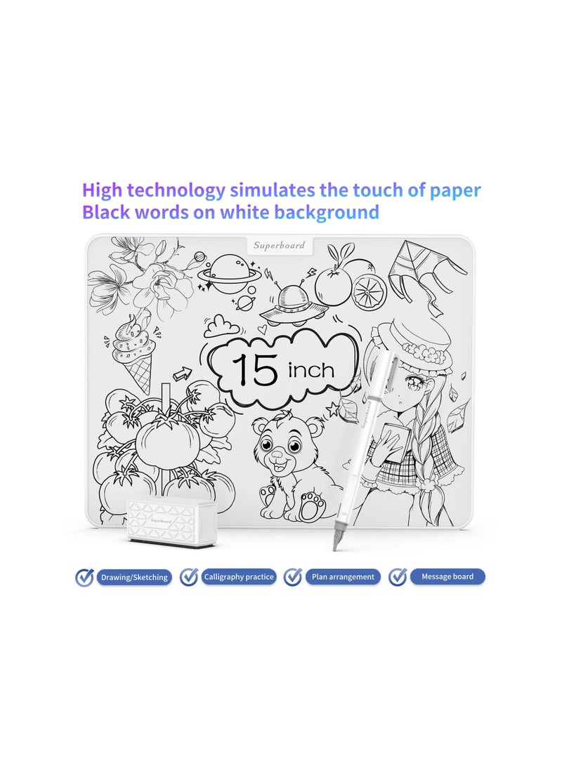 SOLARAE Magnetic drawing board, drawing tablet, 15inch writing tablet, paper-like writing experience, no ink, no consumables, school or office supplies, Educational Learning Toddler Toys notepad - Image 3