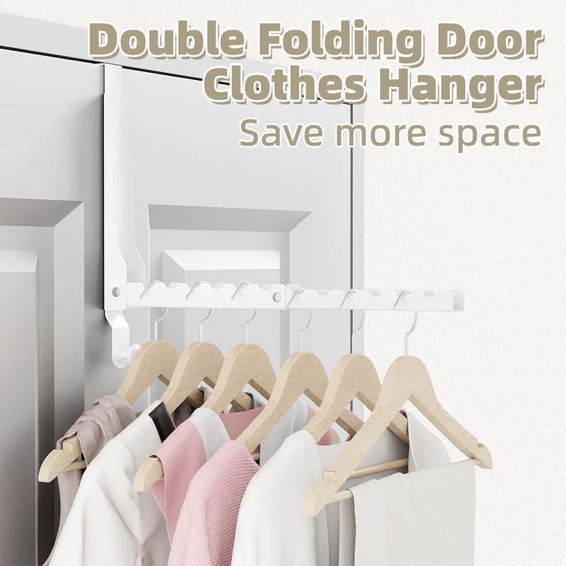 BAKON Over The Door Hanger Folding Clothes Drying Rack, Double Fold Hanging Door Hooks Coat Rack with Hooks for Indoor Laundry Room Compact Small Space Foldable Portable Door Hanger Hook Collapsible- 1 Pack - Image 3