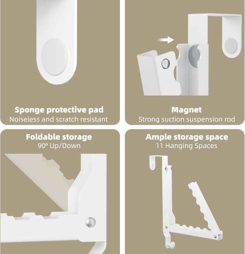 BAKON Over The Door Hanger Folding Clothes Drying Rack, Double Fold Hanging Door Hooks Coat Rack with Hooks for Indoor Laundry Room Compact Small Space Foldable Portable Door Hanger Hook Collapsible- 1 Pack - Image 5