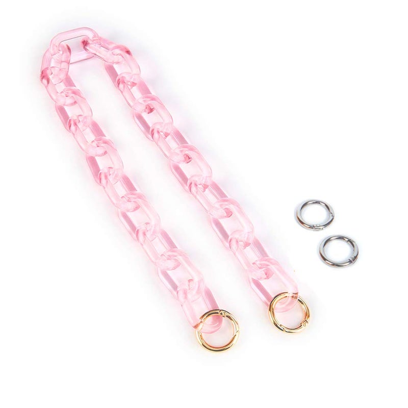 Yichain Chunky Acrylic Purse Strap Bag Chain Handle Replacement,Handbag Purse Making Accessory Decoration (Pink)