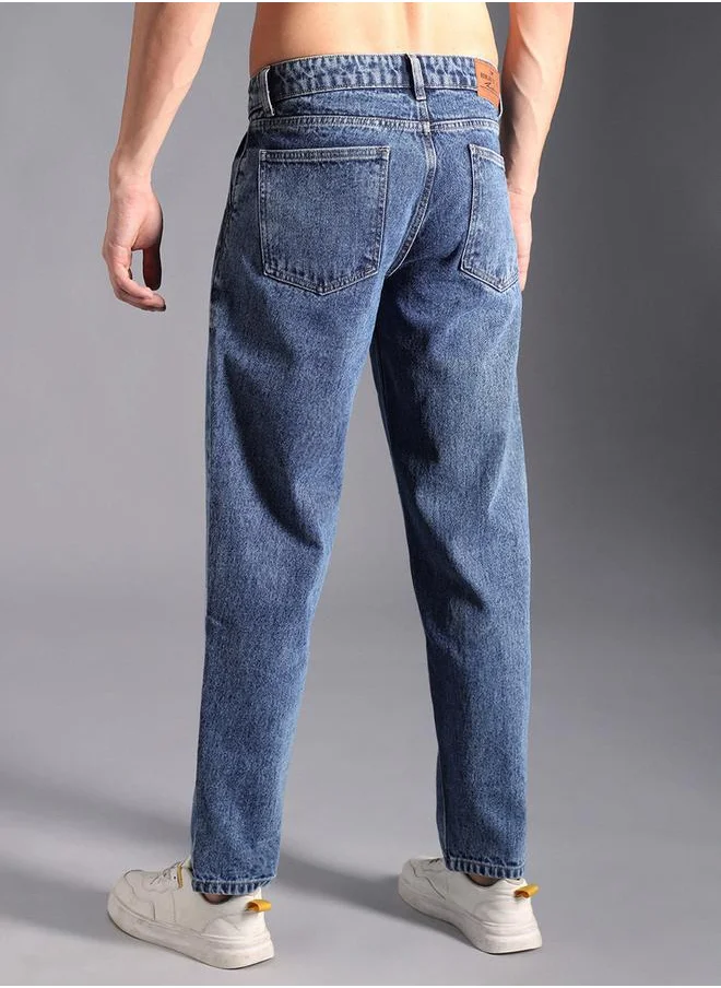 HIGH STAR Mid Rise Plain Regular Fit Jeans by Styli