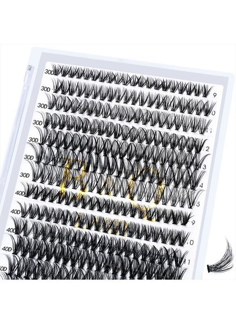 Lash Clusters 30D+40D-D-9-16MIX B&Q LASH Individual Lashes 280 Clusters False Eyelash 9-16MIX Lash Clusters Extensions Individual Lashes Cluster DIY Eyelash Extensions at Home (30D+40D,D-9-16MIX)