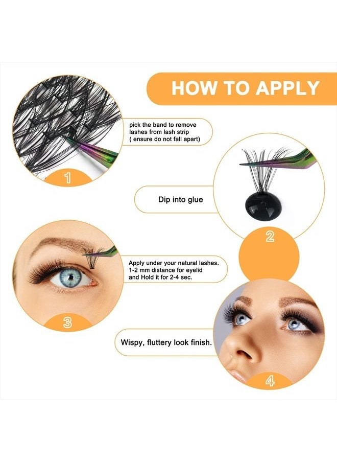 B&qaugen - Lash Clusters 30D+40D-D-9-16MIX B&Q LASH Individual Lashes 280 Clusters False Eyelash 9-16MIX Lash Clusters Extensions Individual Lashes Cluster DIY Eyelash Extensions at Home (30D+40D,D-9-16MIX) - Image 1