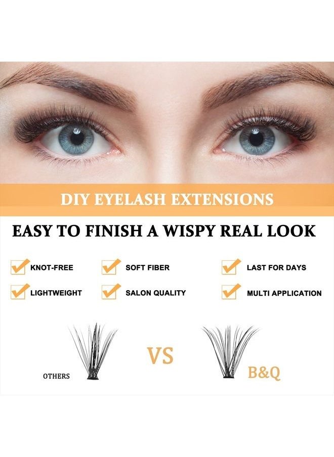 B&qaugen - Lash Clusters 30D+40D-D-9-16MIX B&Q LASH Individual Lashes 280 Clusters False Eyelash 9-16MIX Lash Clusters Extensions Individual Lashes Cluster DIY Eyelash Extensions at Home (30D+40D,D-9-16MIX) - Image 1