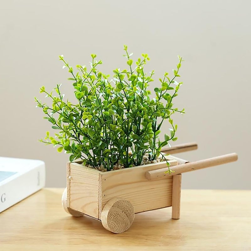 Umai UMAI Artificial Plants 23cm Height in Wooden Pot Plastic Plants for Home Decor Office Desk Bedroom Balcony Living Room Table Top Shelves Natural Look Decoration  - Image 1