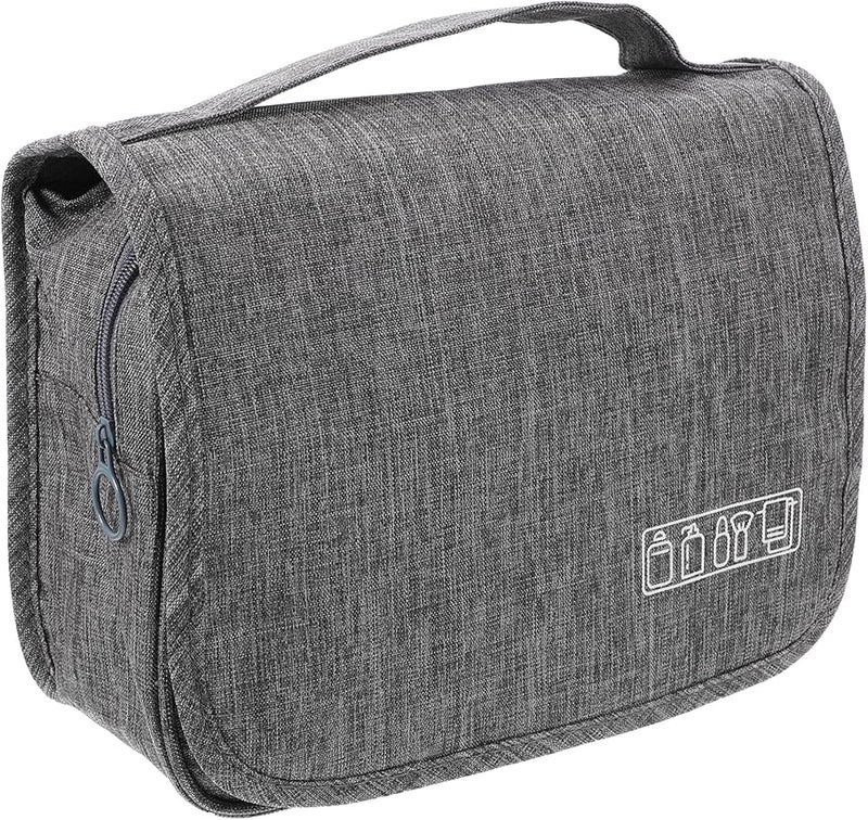 Large Capacity Hanging Travel Toiletry Bag Portable Cosmetic Organizer Grey for Men Women - Image 1