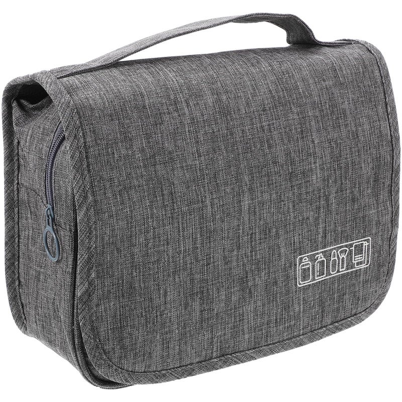 Large Capacity Hanging Travel Toiletry Bag Portable Cosmetic Organizer Grey for Men Women - Image 2