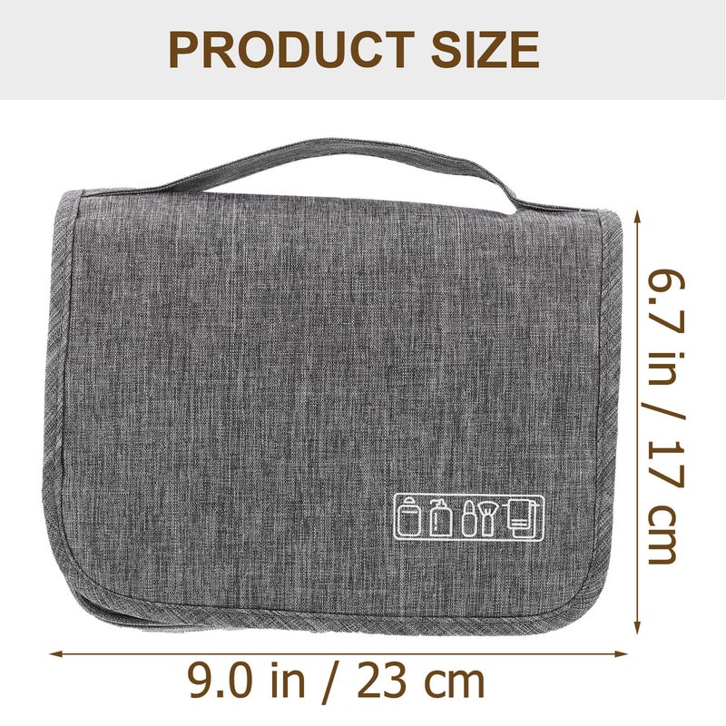 Large Capacity Hanging Travel Toiletry Bag Portable Cosmetic Organizer Grey for Men Women - Image 3