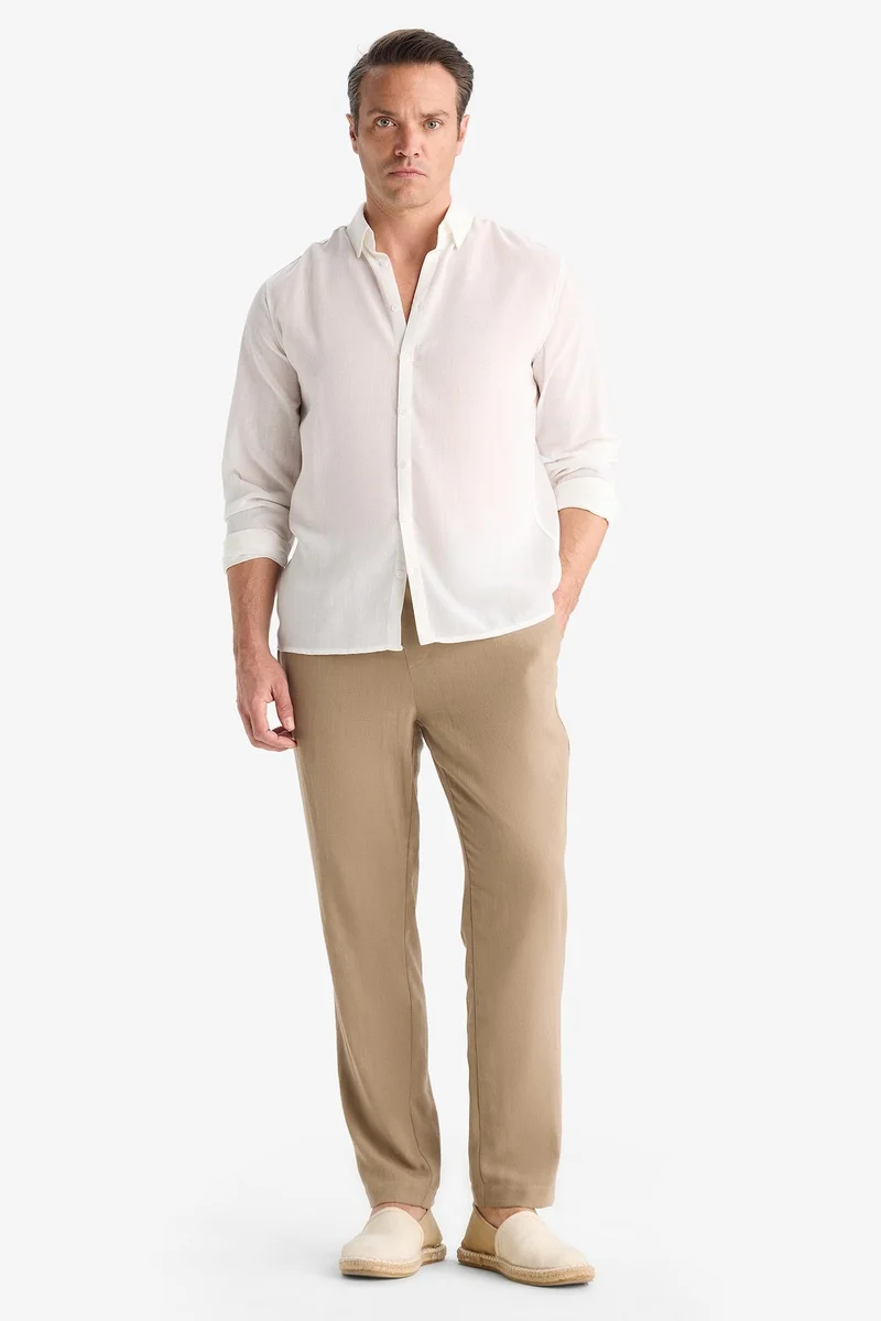 Defacto  Relax Fit Ankle Length Linen Look Trousers for Men | Best Price UAE