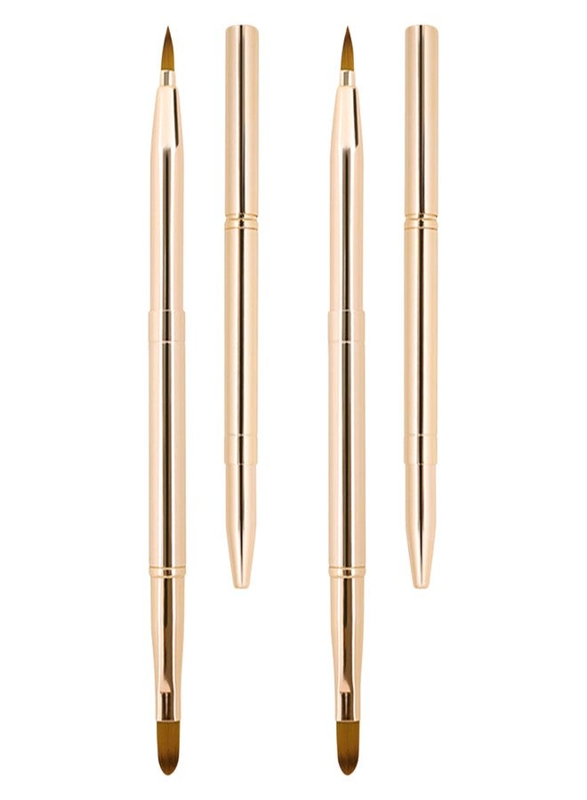 Unaone [2 Pack] Lip Brush for Lipstick, Retractable Lip Brushes, Dual-ended Makeup Brush for Lipstick Lip Gloss, Include Lid - Image 1