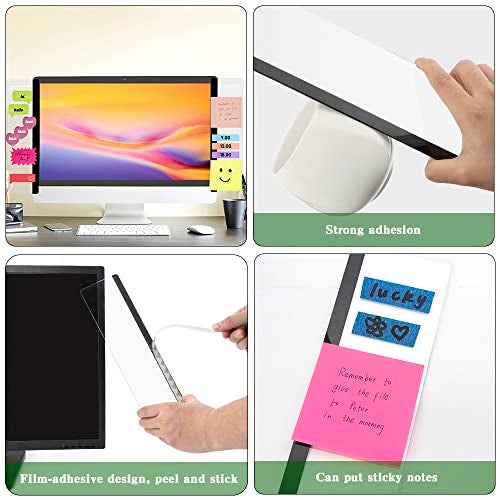 HQIOA Office Desk Accessories 2pcs Computer Monitor Memo Board Message Board Transparent Acrylic Side Panel Sticky Note Board Left and Right Computer Note Board Suitable for Women Work Form Home Office - Image 4