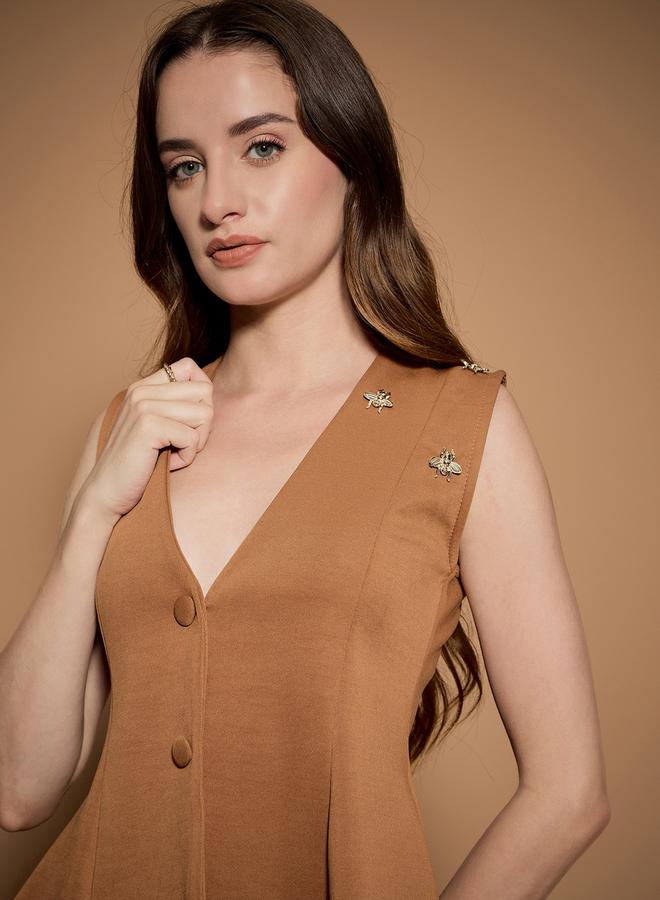 Kassually Solid Peplum Style Waistcoat and Slim Fit Pants Co-Ords by Styli - Image 4