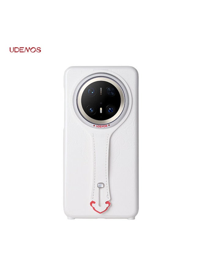Defense Jise Phone Case For Huawei Mate70pro, Leather Strap With Stand Premium Version, 70pro+ Wristband Full Coverage Udemos Cloud Shoulder White Peony - Image 4